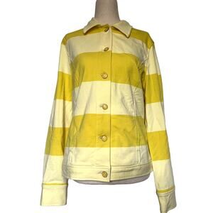 Isaac Mizrahi Live Knit Womens Jacket Sz M Y2K Preppy Coastal Stripe Button Bold